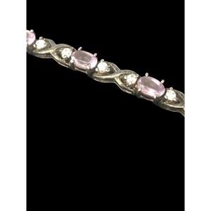 Vtg Dee Berkeley Sterling Silver Amethyst Spinel Tennis Bracelet 7.5” 12.9g